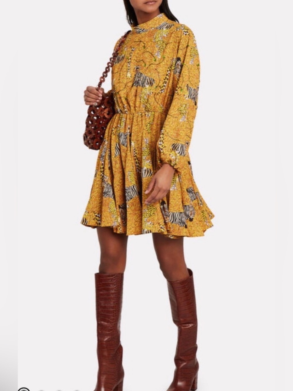 Rhode Caroline Serengeti Safari Print Embellished Mini Dress Size S